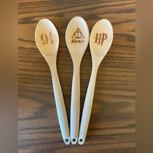 Engraved Harry Potter Wooden Cooking Spoons Set